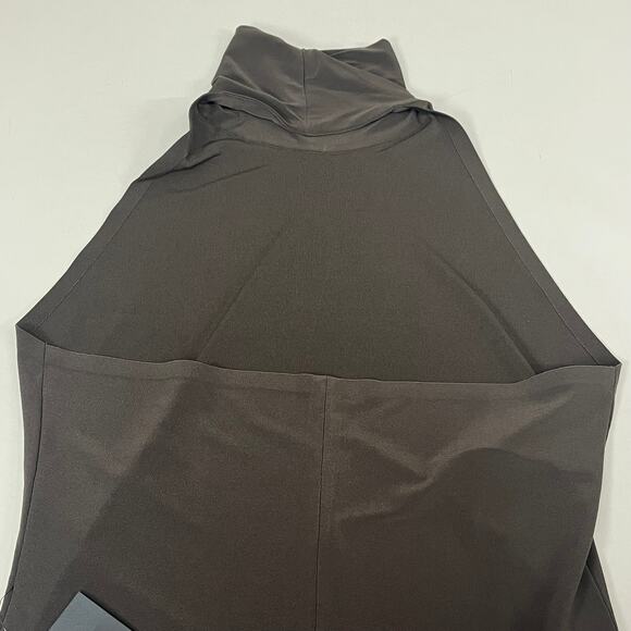 NORMA KAMALI Halter Turtle Fishtail Gown 4-Way Stretch Womens Sz M/38 Chocolate - Picture 7 of 9